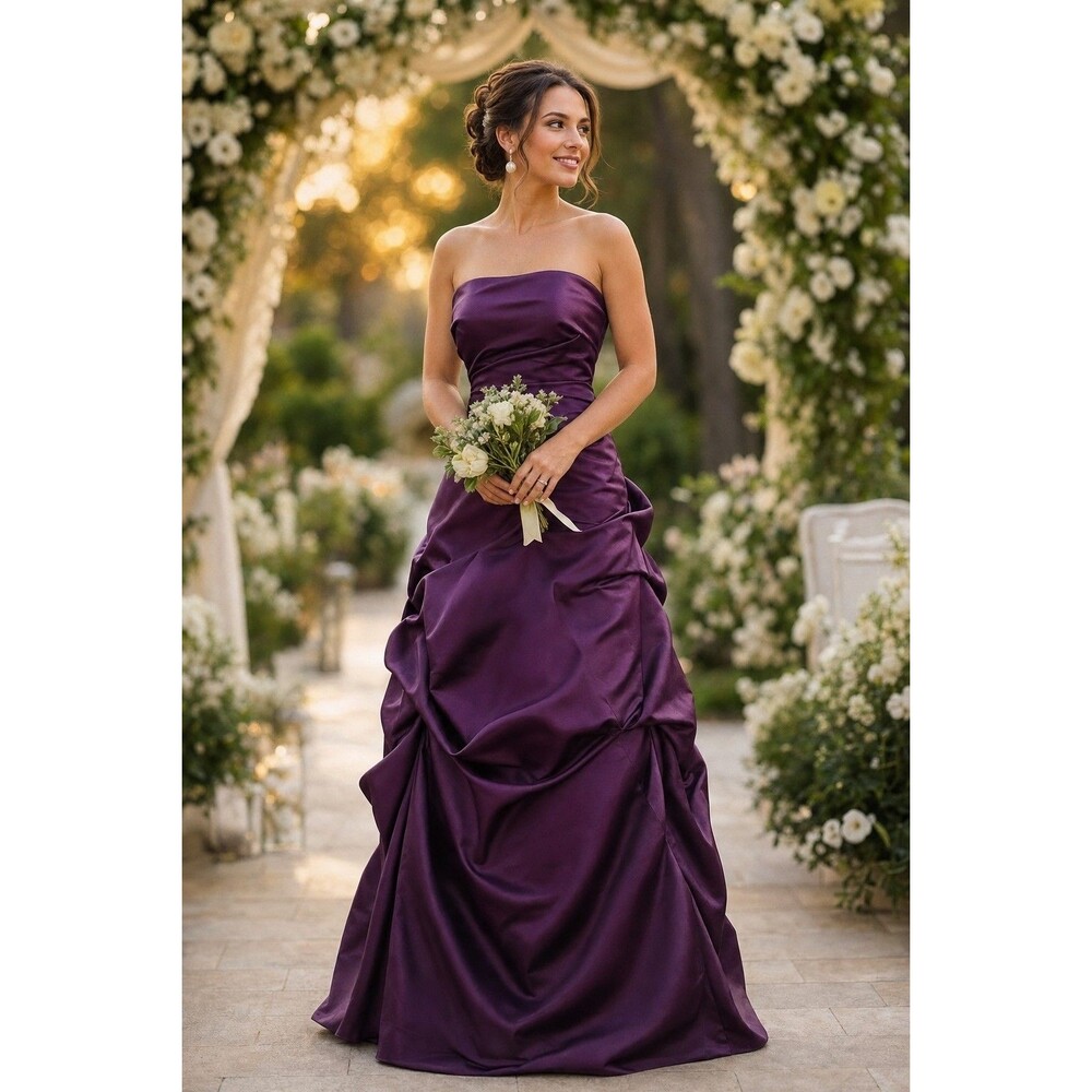 David's Bridal Purple Strapless Ballgown Size 16 Style 81123 Formal Prom Dress